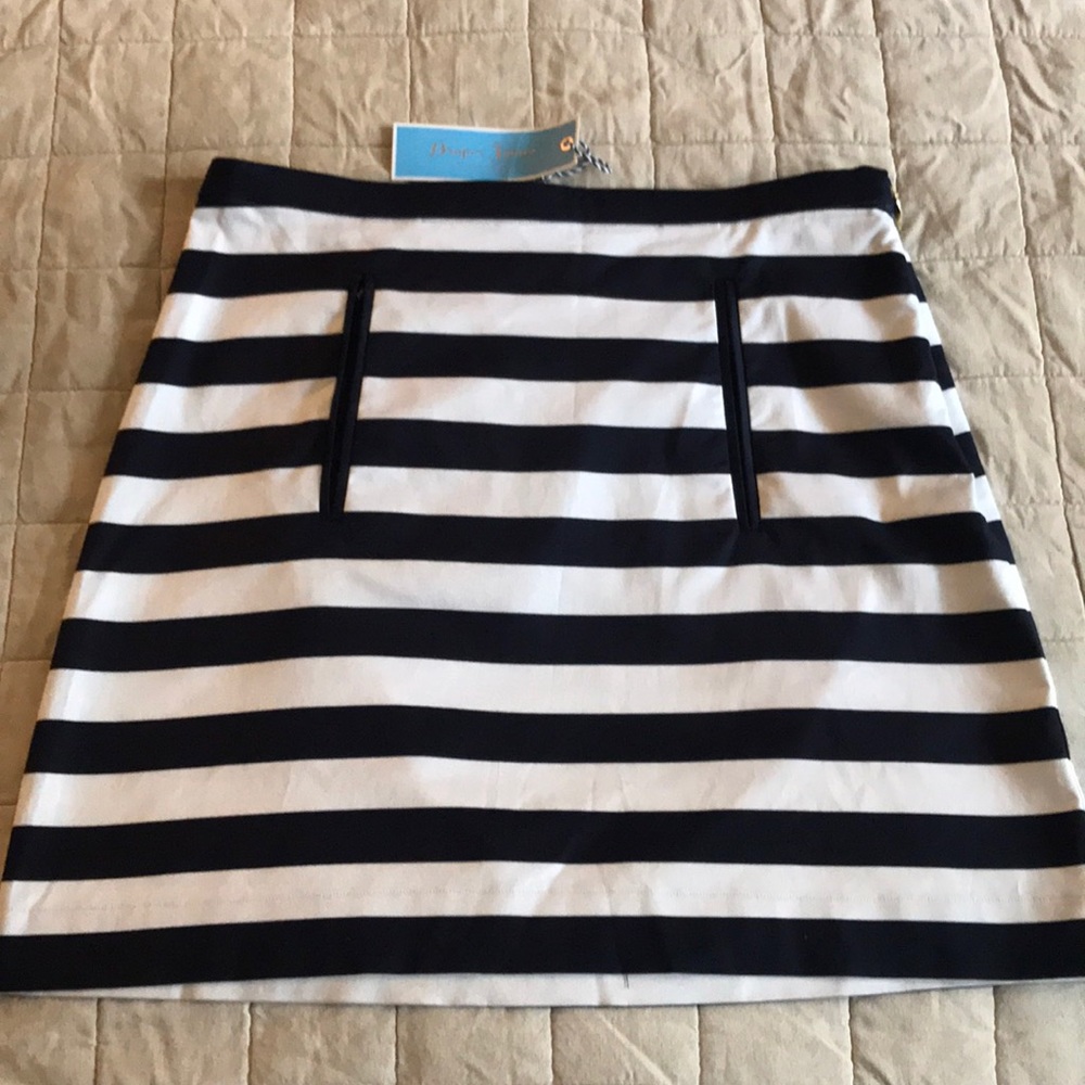 Draper James navy striped mini skirt